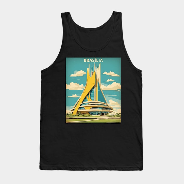 Brasilia Brazil Vintage Tourism Travel Poster Tank Top by TravelersGems